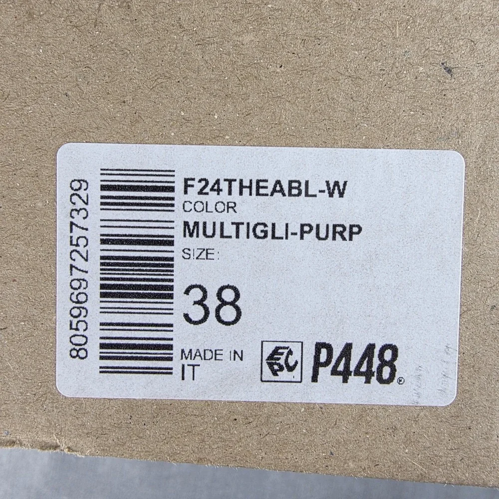 P448 Thea Sneakers Women's 38 White‎ Leather Purple Glitter Multi 7.5 NIB $298